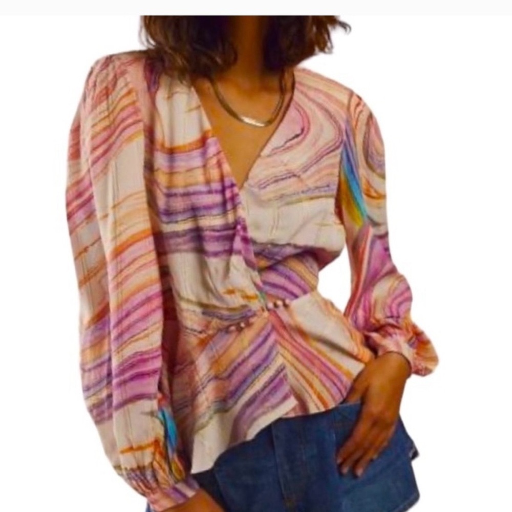 Rococo Sand x Free People Eira Peplum Wrap Top | Size S